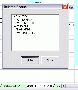 excel userform showing related sheets